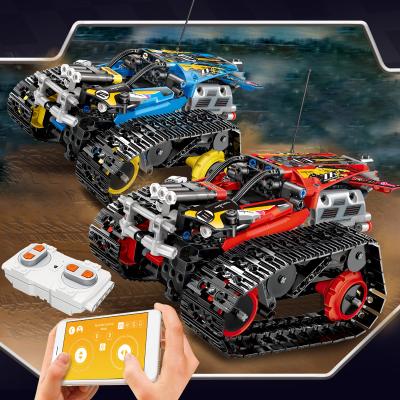 China DIY TOY 391pcs Creator APP RC Car Bricks Remote Control Technic Tracked Racer Model Building Blocks Toys For Children Gift for sale