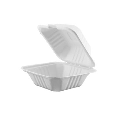 China Biodegradable Food Packaging Sugar Cane Eco-friendly Biodegradable 6 Inch Hamburger Bagasse Box for sale