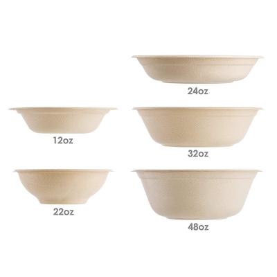 China Simple Modern Pulp Tek 32 oz Round White Sugarcane Bagasse Serving Bowl for Serving Entrees for sale