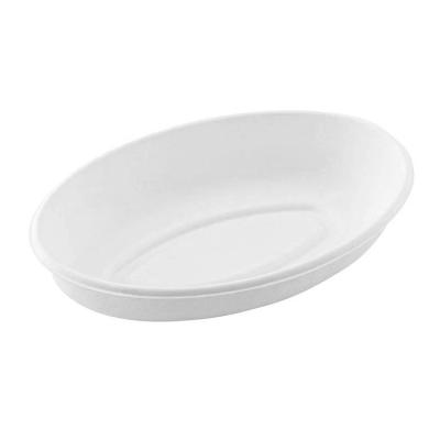 China Hot Selling Minimalist 32oz Oval Bowl Paper Soup Bowl Noodle Disposable White Sugar Cane Bowl Compostable for sale