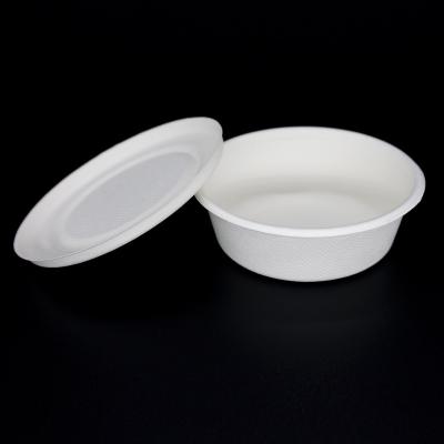 China Simple Modern Compostable Disposable Sugarcane Bagasse Salad Bowl With Clear Lid Biodegradable Sugarcane Soup Bowl for sale