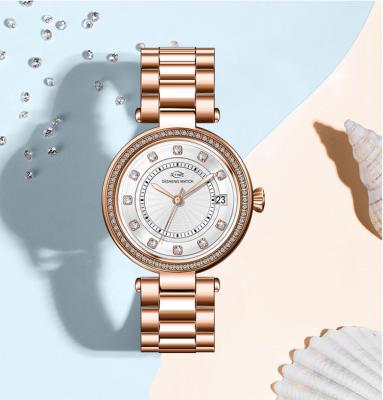 China Day/Date Classic Stainless Steel Rose Gold Colorful Dial Luxury Women Watches Private Labeling Your Logo for sale