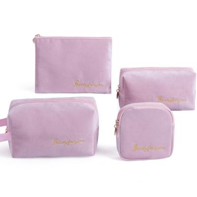 China NATIONAL Women Cosmetic Bag Soft Velvet Makeup Storage Bag Padded Organizer Pouch Beauty Case Toiletry Bag Travel Makeup Bag for sale