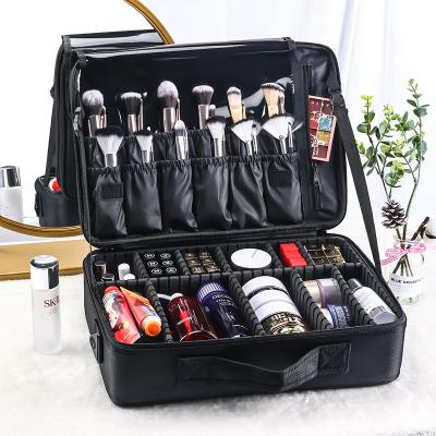 China NATIONAL 15 Inch Beauty Case with Waterproof EVA PU Organizer Cosmetic Artist Travel Dividers Makeup Train Case Full Mirror Case for sale