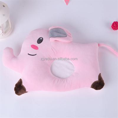 China Cartoon Baby Elephant Shape Soft Newborn Baby Adjustable Pillow Flat Correct Head Pillow for sale