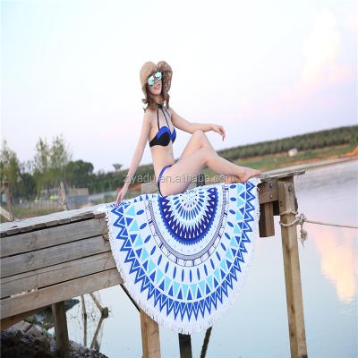 China Free Sample Soft Round Towel With Tassels, Round Beach Custom Printing Towel With Tassels, Polyester Fashion Round Towel for sale