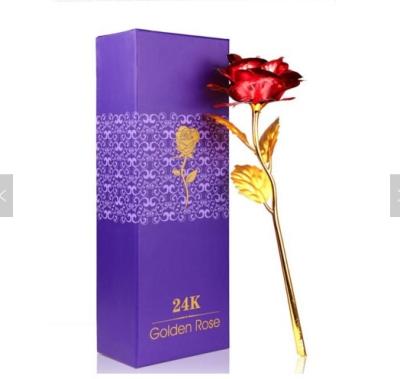 China Gift Gold Rose Flower For Valentine's Day 24k Gold Foil Rose Flower Wedding Gift With Gift Box for sale