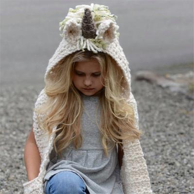 China Kids Shape Hat Scarf COMMON Animal Unicorn Knitted Wool Winter Hat for sale