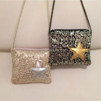 China ENGLAND STYLE Glitter Star Pentagon Glitter Kids Accessories Mini Handbags Small Shoulder Bag Wallet for Girls for sale