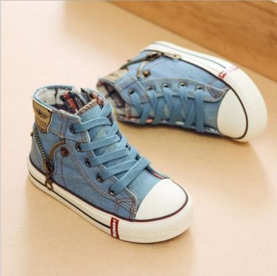 China / Boys shoes high help children's shoes 2018 spring and autumn new denim canvas shoes for sale