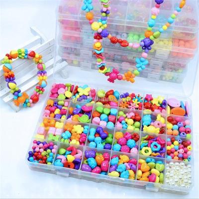 China Decoration Diy Kids Loose Beads Cheap Set Plastic Loose Beads Jewelry Accessories Kids Toys Gifts For Children for sale