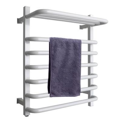 China Stainless Steel Modern Bathroom Towel Rail Heated Towel Drying Electric Towel Warmer With Shelf JQS-9044 for sale