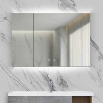 China 3 Doors Design Muti Function Hotel Bathroom 3 Doors Led Medicine Cabinet Wall Led Mirror Cabinet With Light for sale