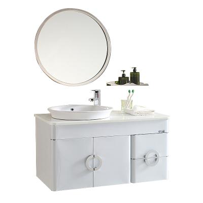 China Bathroom Vanity Cabinets Simple Luxury Classic White Bathroom Sink Wall Hung Vanity Furniture for sale