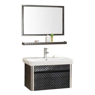 China T-101 Modern Chinese Hotel Mirror Bathroom Vanity Stainless Steel Luxury Single Bathroom Vanity With Sink for sale