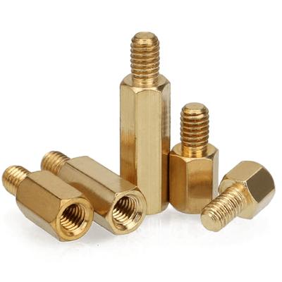 China Custom Brass Rivet Stud Brass Hex Thread Hexagon PCB Pad Trim Support Internal External Bolt Threaded Standoffs for sale