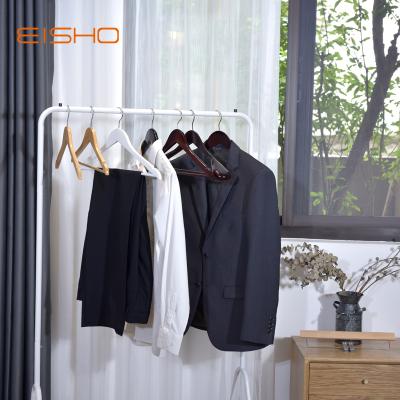 China Eisho Design Space Saving Double Non-slip Wooden Cloth Hanger Hangers Wholesale Cheap Wooden Dress Hangers for sale