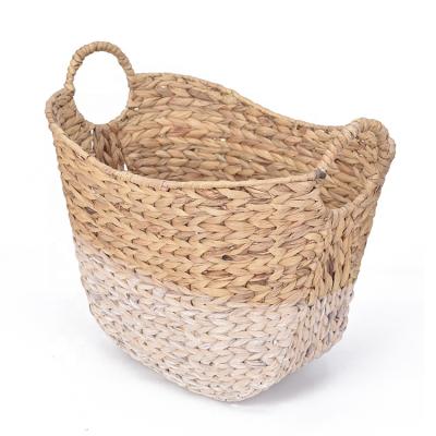 China Seaweed Storage Basket with Wooden Handle Straw Folding Crochet Storage Basket Nursery for sale