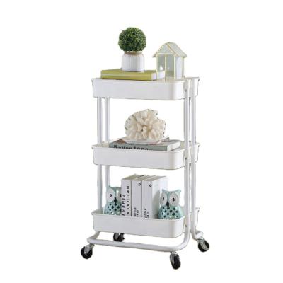 China Eco-friendly Multifunctional Colorful 3 Tier Food Transport Cart Metal Kitchen Storage Rack zu verkaufen