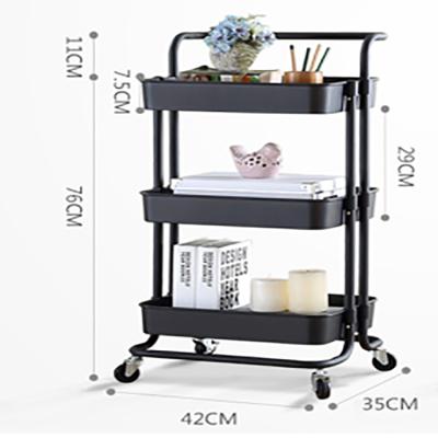 China Eco-friendly 3 Tier Trolley Storage Trolley For Food Organizer Kitchen Home Storage Mobile Tea Food Cart Carts en venta