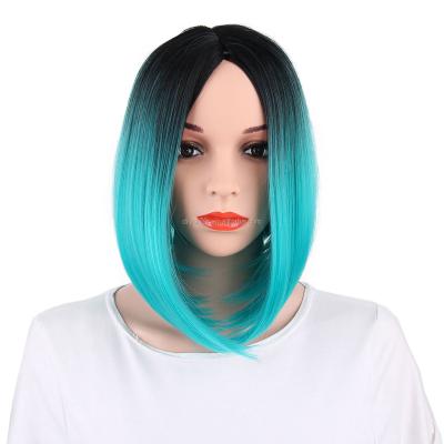 China Bobo Head Synthetic Gradient Wig Short Straight Hair Easy Dry High Temperature Silk for sale