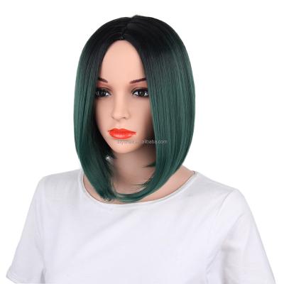 China Easy Dry Purple Short Ombre Bob Synthetic Wigs Straight Hair for sale