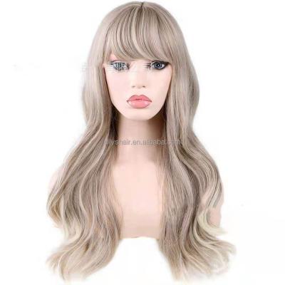 China Easy Dry High Temperature Straight Synthetic Wigs With Bangs Short Bob Wig Heat Resistant Hairstyle Ombre Cosplay Wigs For Women for sale