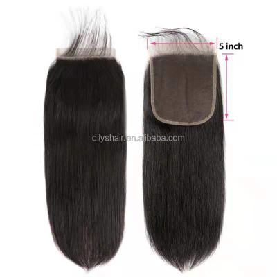 China New Design Hd Silky Straight Wave Lace Up Brazilian Hair Closure 4*4 5*5 Transparent Silk Ear To Ear Lace Closures for sale