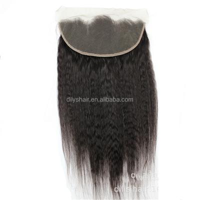 China Indian Remy Human Hair Kinky Straight Lace Headband Swiss Lace Closure Hot Vintage Kinky Straight Frontal Closure 13*4 13 x 4 Perm Light Yaki Headband for sale