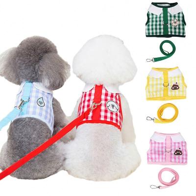 China Cute Viable Dog Plaid Vests Breathable Chest Harness Cotton Pet Leash For Small Cats Mesh Puppy Vest-Style Dogs Adjustable Chest Straps for sale