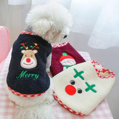 China Stocked 2022 Warm Dog Clothes Christmas Lambswool Pet Clothes for sale