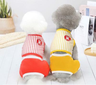 China New Pet Clothes Viable Color Matching Small Dog Clothes Vertical Striped Dog Onesie for sale