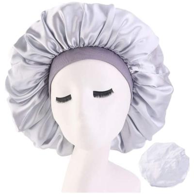 China Sweet Soft Feeling Customized Logo Women Hair Bonnets Large Size Hair Bonnet Lady Gifts Silk Hair Night Cap for sale