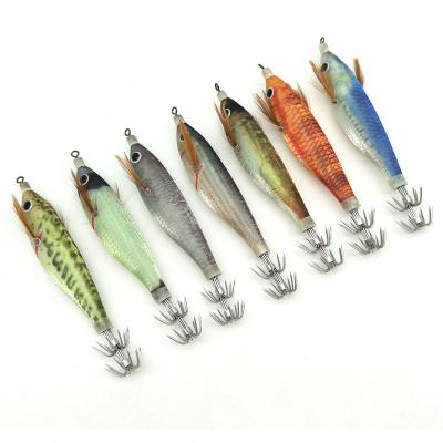 China Plastic Bigeye Shrimp ABS Lure Squid Hook Fake Nylon Egi Wood Plastic Optional Bright Compound Double Bait Fishing Lure for sale