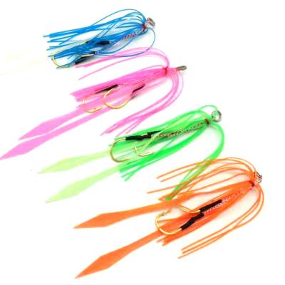 China Twin Skirt Rig Assit Hook Replacement Slider Tai Kabura Jig Fish Hook Saltwater Sea Fishing Hook Silicone Rubber for sale