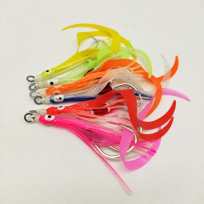 China Glow Octopus Squid Edges Jigs Slow Building Hook with Silicone Link for 1/0 Metal Jig 2/0 2.5/0 3/0 4/0 5/0 for sale