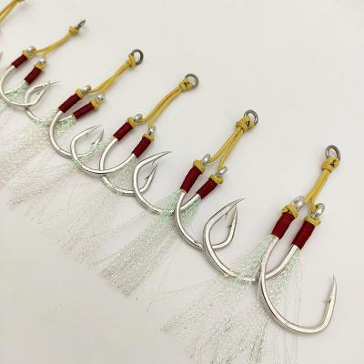 China Wholesale Double Hook Aid Basting Hooks With Feather Jig Slow Hooks 4/011/0 for sale