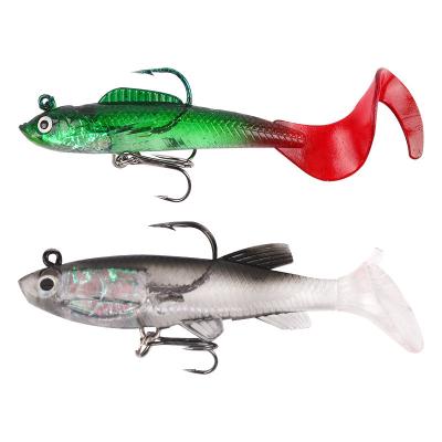 China Swimbait Fishing Jig Soft Head Sinking Swimbait Shad Lure Soft Plastic Fishing Lure with Paddle Tail Bass Trout Baits for sale