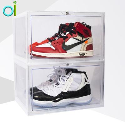 China wholesale acrylic pmma transparent luxury dustproof plastic clear pmma display shoe box for sale