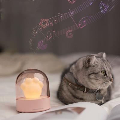 China Creative Modern Cute Cat Paw Music Night Light Usb Filler Bedroom Led Lighting Decoration Eye Protection Ambient Light With Sleep for sale