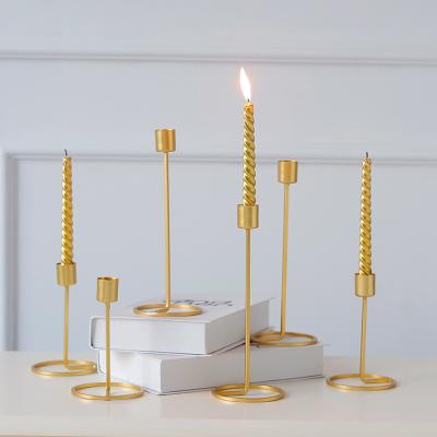 China Nordic Metal Wrought Iron Candlestick Ornaments Gold Candle Holder Dining Table Decorations Wedding Gift European Candlelight Dinner for sale