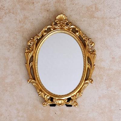 China European style minimalist antique carved resin mirror makeup mirror stand mirror dressing table mirror wall creative beauty salon for sale