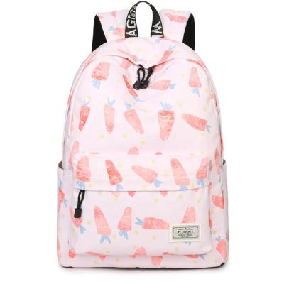 China 40C X 30C X 13CM Waterproof Pink Carrot Printing Backpack Women Air Cushion Straps Bookbag Laptop Backpack Daily Korean School Bag For Girls for sale