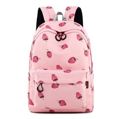 China 40CM X 30CM X 13CM Fashion Women Backpacks Pink Waterproof Lady Strawberry Printing Rucksack School Bags For Teenage Girls Mochila for sale