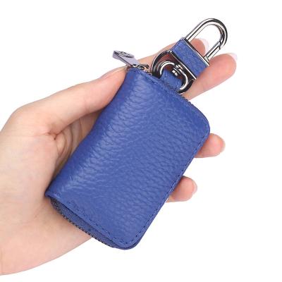 China Fashion Atinfor Car Key Wallet Metal Zipper Organizer Keychain Small Key Holder Genuine Leather Chain By 10 Colors for sale