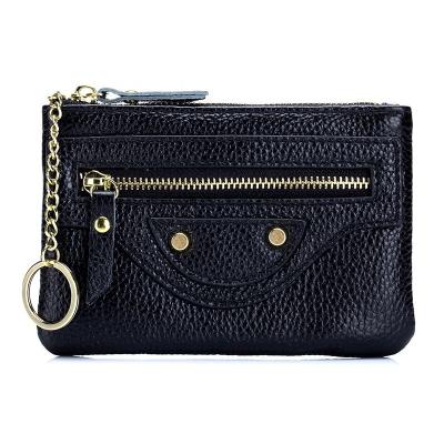 China High Quality atinfor Women Stylish Motorcycle Mini Zipper Coin Purse Key Genuine Leather Case for sale