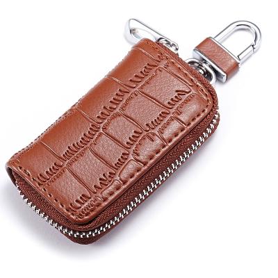 China Vintage Atinfor 2 Layers Cowhide Crocodile Pattern Vintage Car Key Smart Wallet Small Key Bag Keysmart Key Chain Organizer for sale