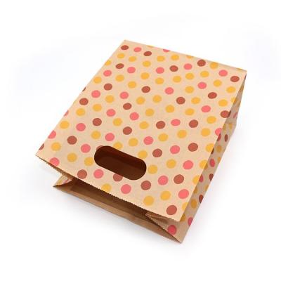 China Strong Recyclable Wholesale SOS Brown Paper Bread Coffee Bag With Die Cut Handle for sale