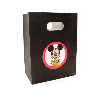 China Wholesale Recyclable Die Cut Printing Matte Black Bag With Handle High Quality Printed Paper Kraft Paper Bags Log Printing for sale