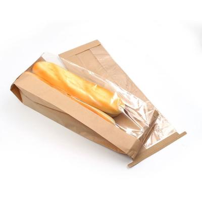 China Recyclable Paper Bag With Window French Roll Kraft Paper Bakery Bag Bread Paper Packaging Bag White Greaseproof Plastic Flexo Printing for sale